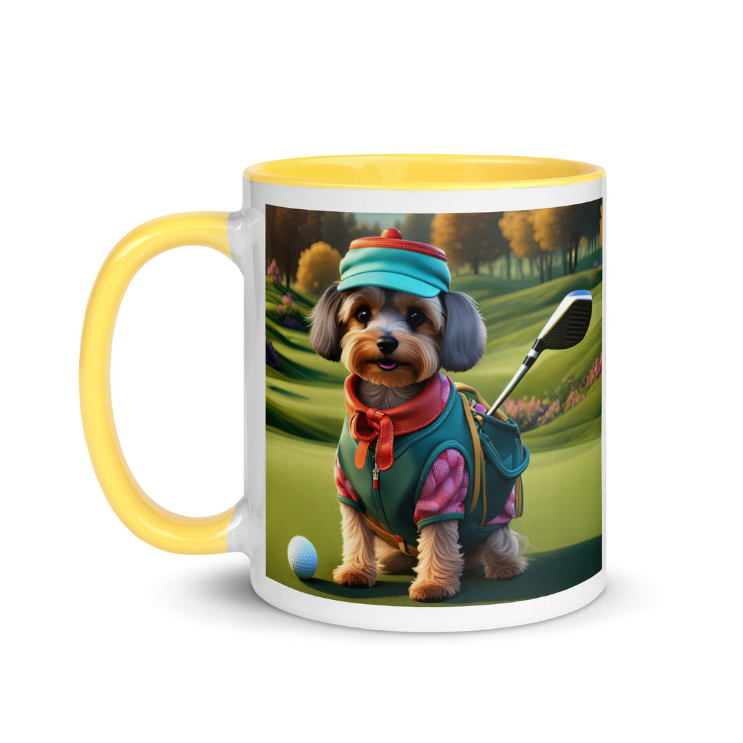 Yorkipoo Golfer- Mug with Color Inside v15