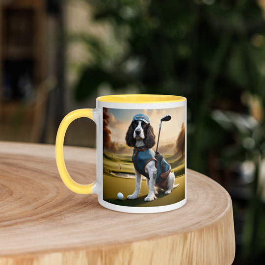 Sprocker Spaniel Golfer- Mug with Color Inside