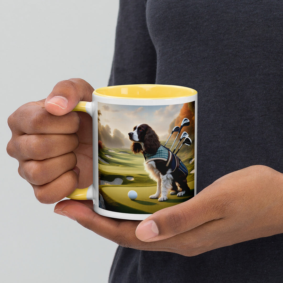 Sprocker Spaniel Golfer- Mug with Color Inside v2