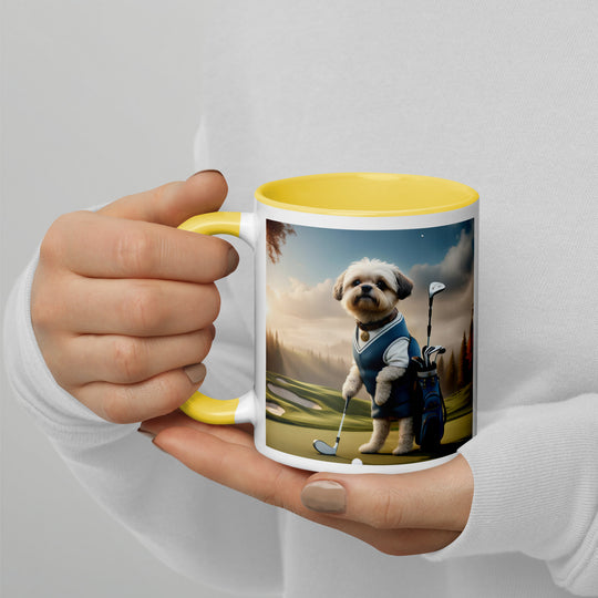 Pugapoo Golfer- Mug with Color Inside v6