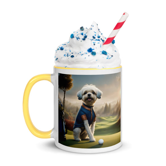 Pugapoo Golfer- Mug with Color Inside v7