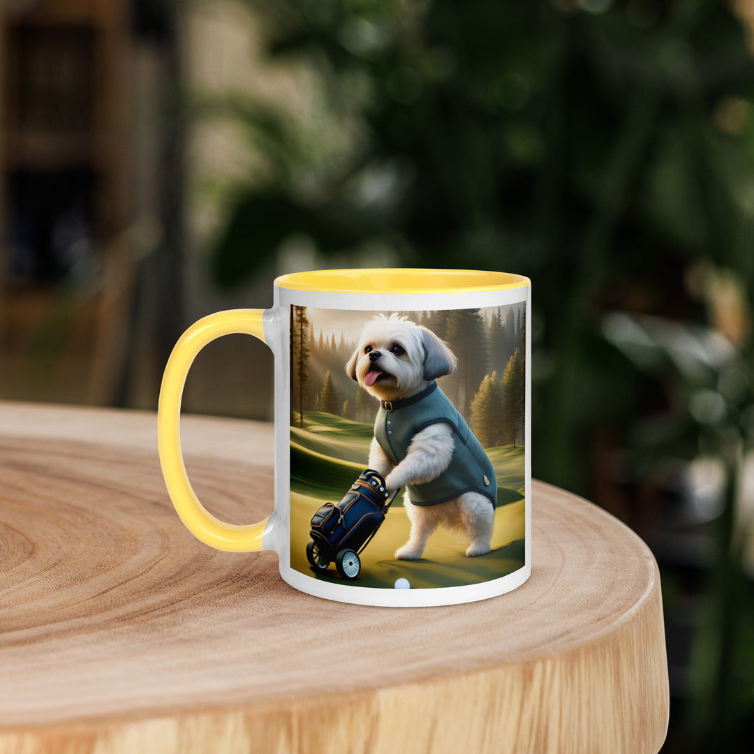 Pugapoo Golfer- Mug with Color Inside v10