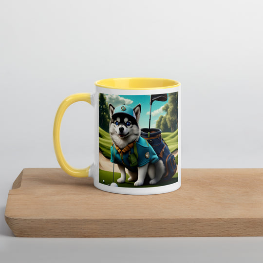 Pomsky Golfer- Mug with Color Inside