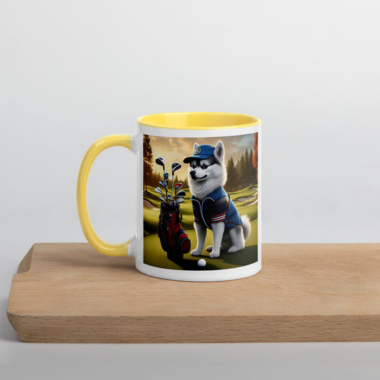 Pomsky Golfer- Mug with Color Inside v4