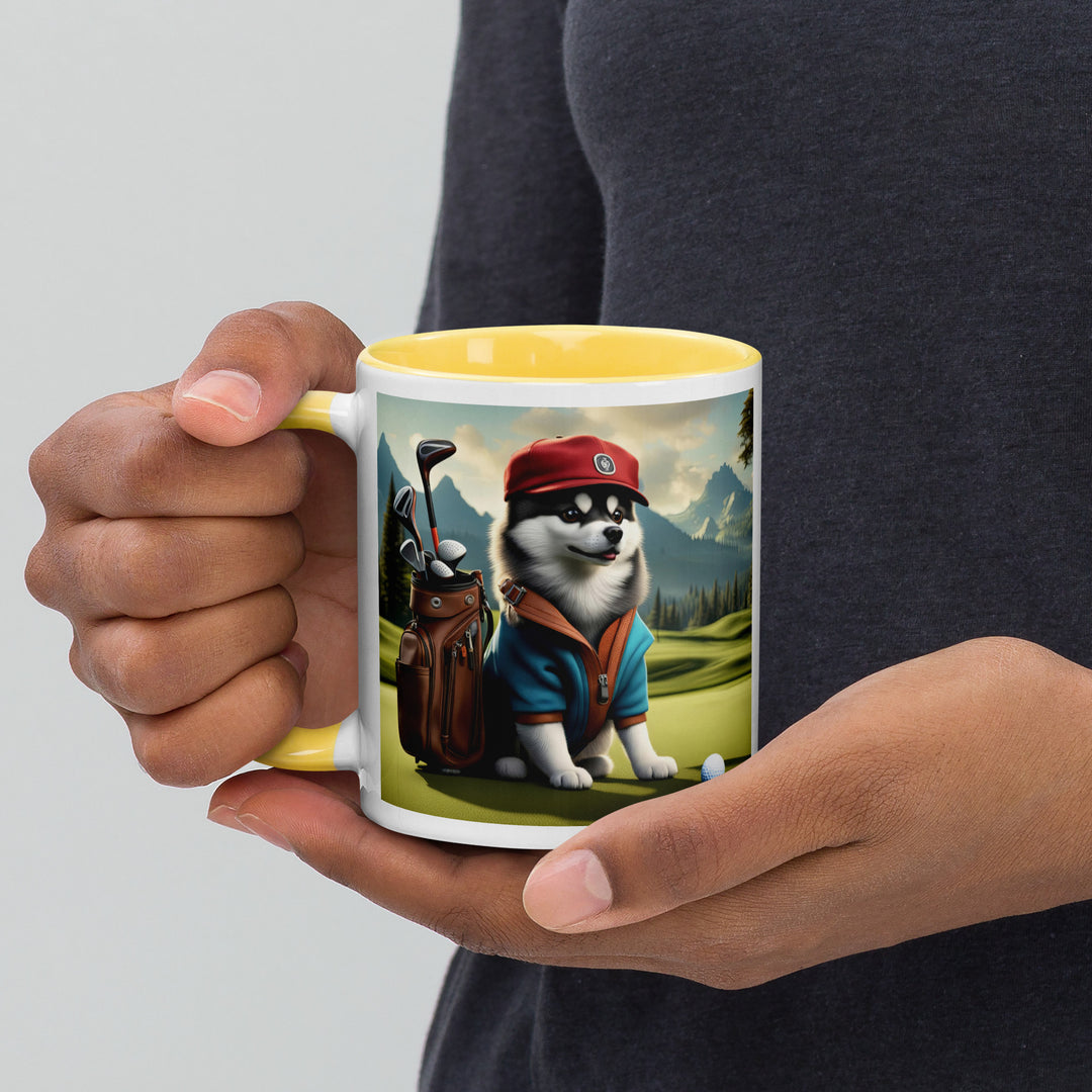 Pomsky Golfer- Mug with Color Inside v7