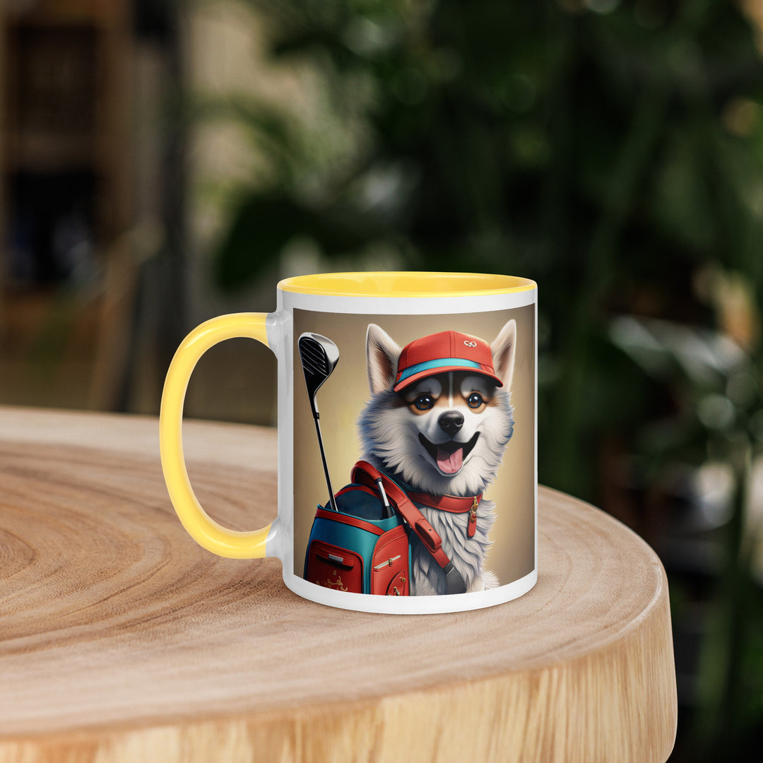 Pomsky Golfer- Mug with Color Inside v8