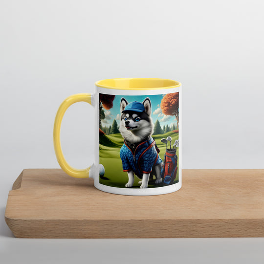 Pomsky Golfer- Mug with Color Inside v5