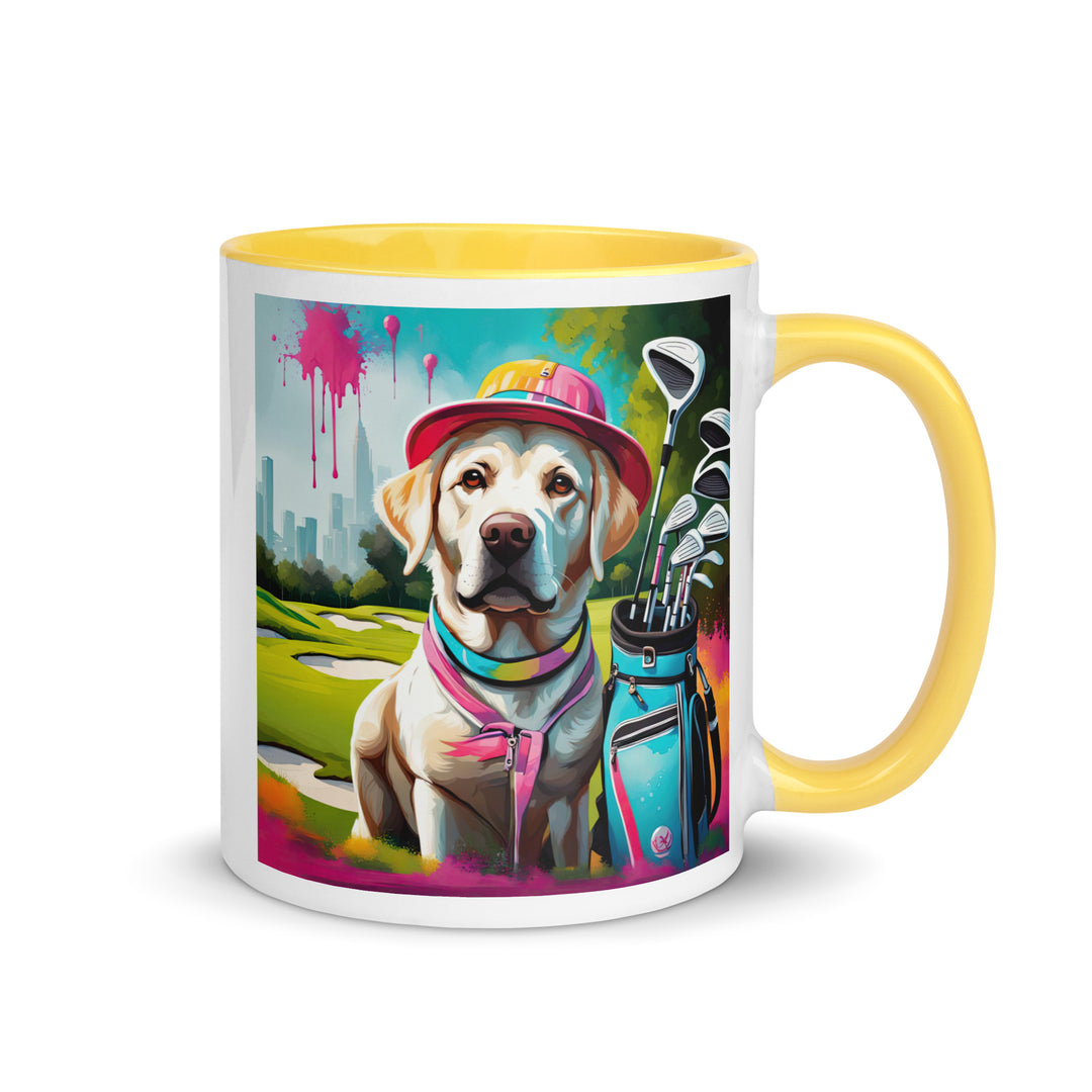 Mug with Color Inside-Labrador Retriever Golfer v9