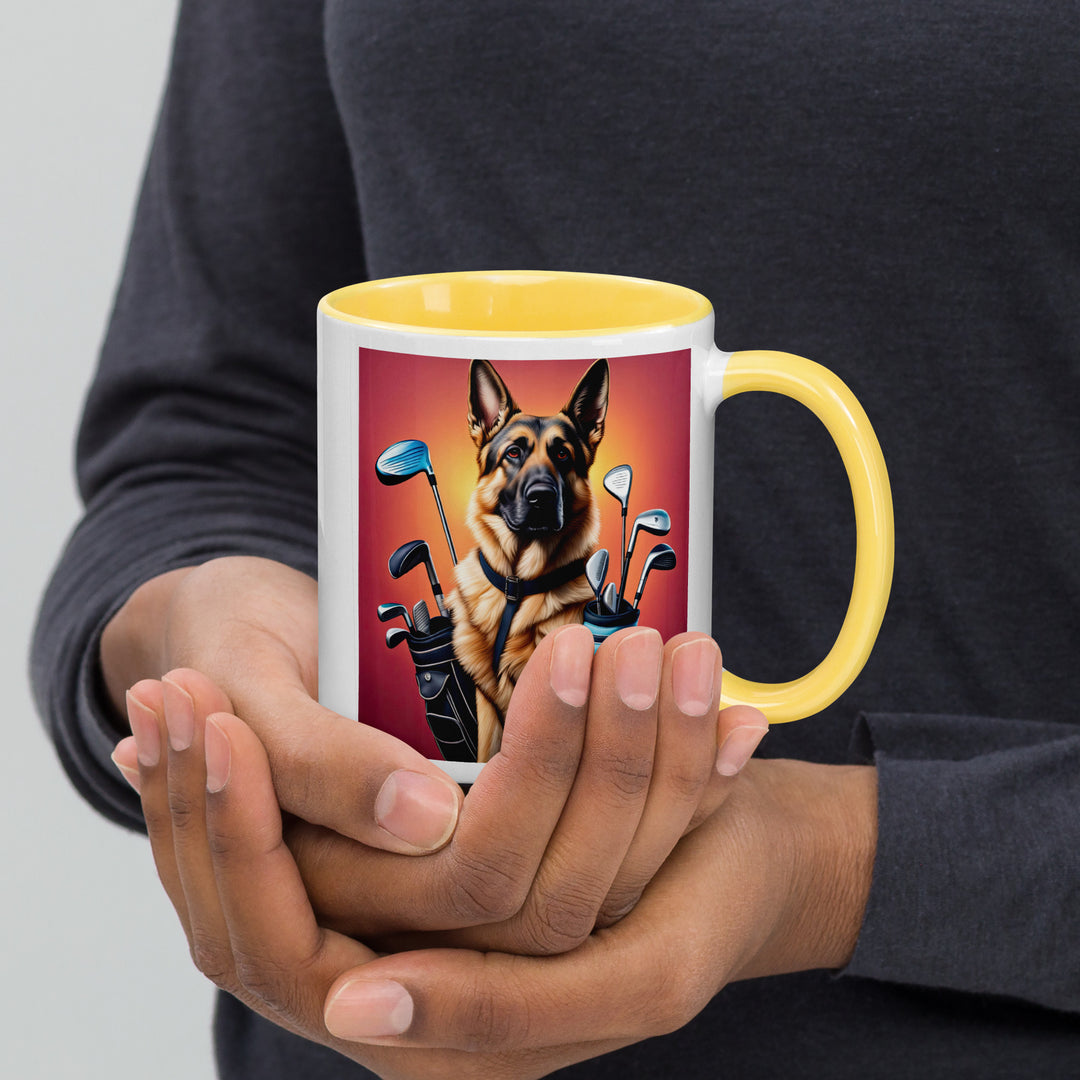 German Shepherd Golfer- Mug with Color Inside V7