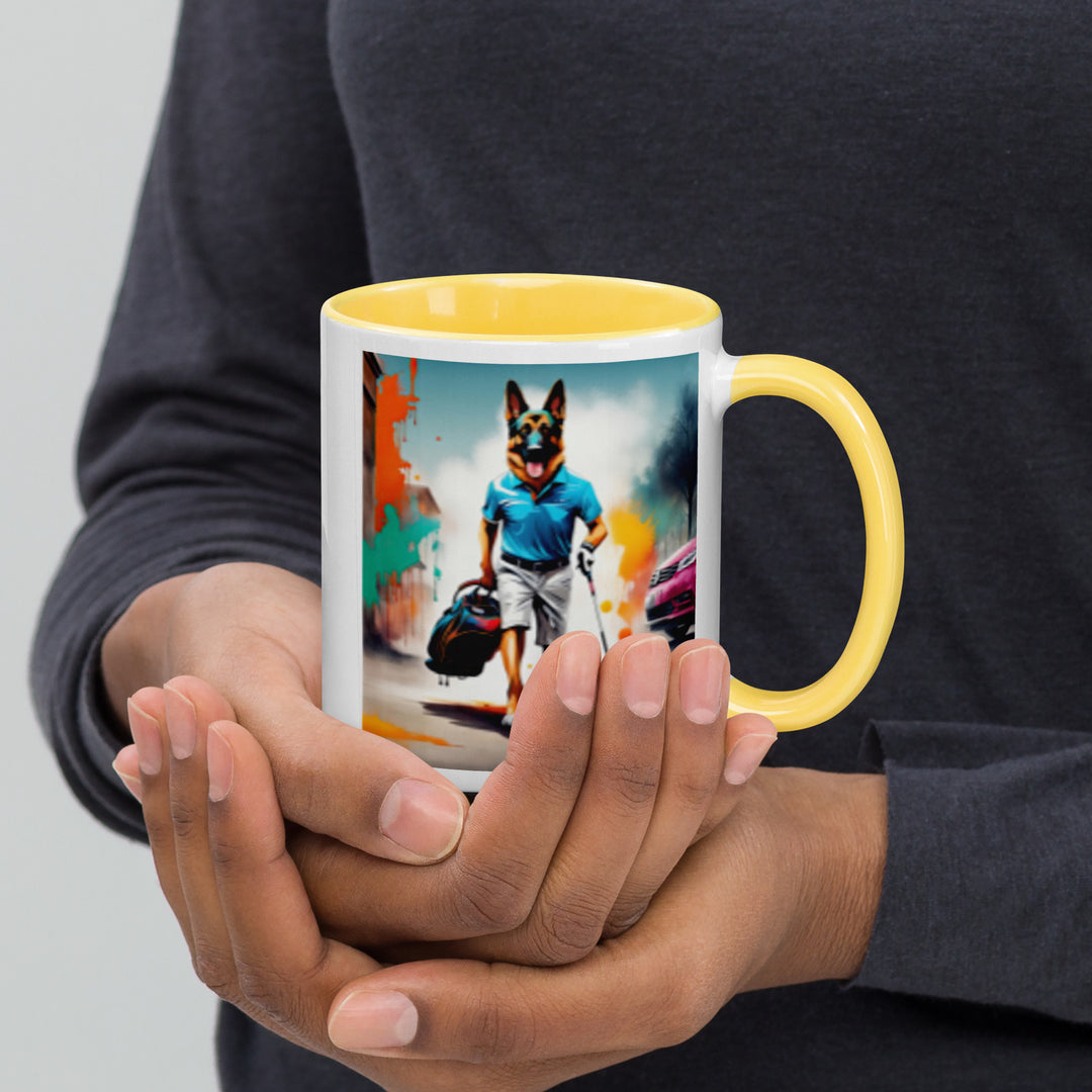 German Shepherd Golfer- Mug with Color Inside V12