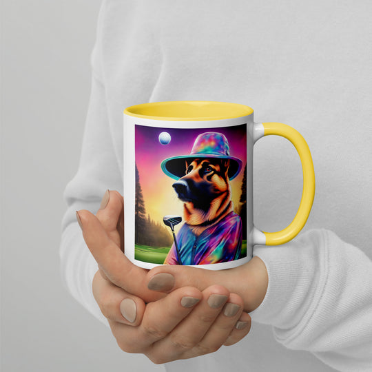 German Shepherd Golfer- Mug with Color Inside V13