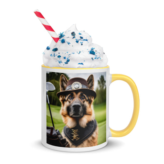 German Shepherd Golfer- Mug with Color Inside V16