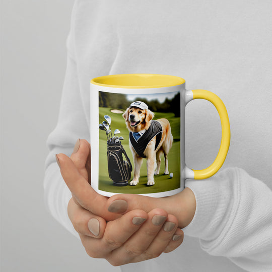 Golden Retriever Golfer- Mug with Color Inside V3