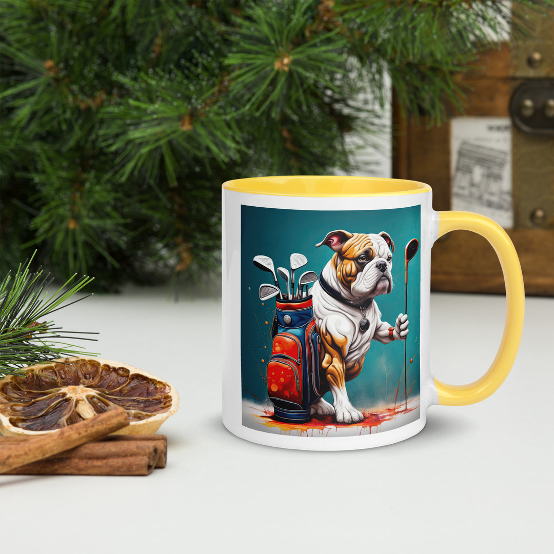 Bulldog Golfer- Mug with Color Inside V4