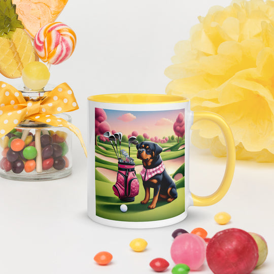 Rottweiler Golfer- Mug with Color Inside