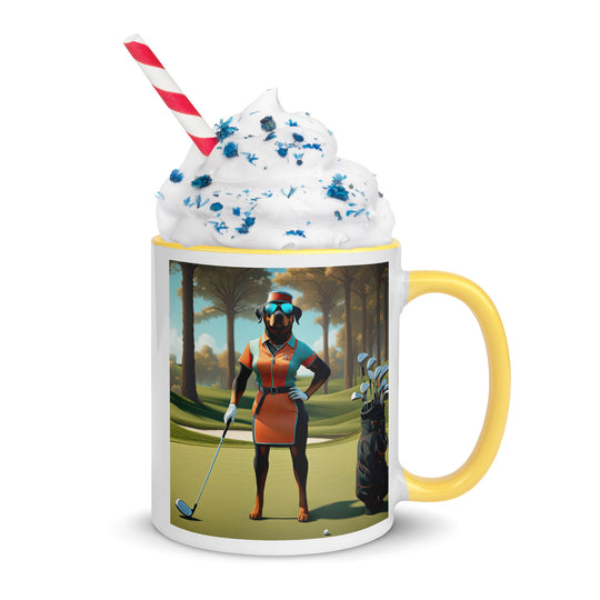 Rottweiler Golfer- Mug with Color Inside v4