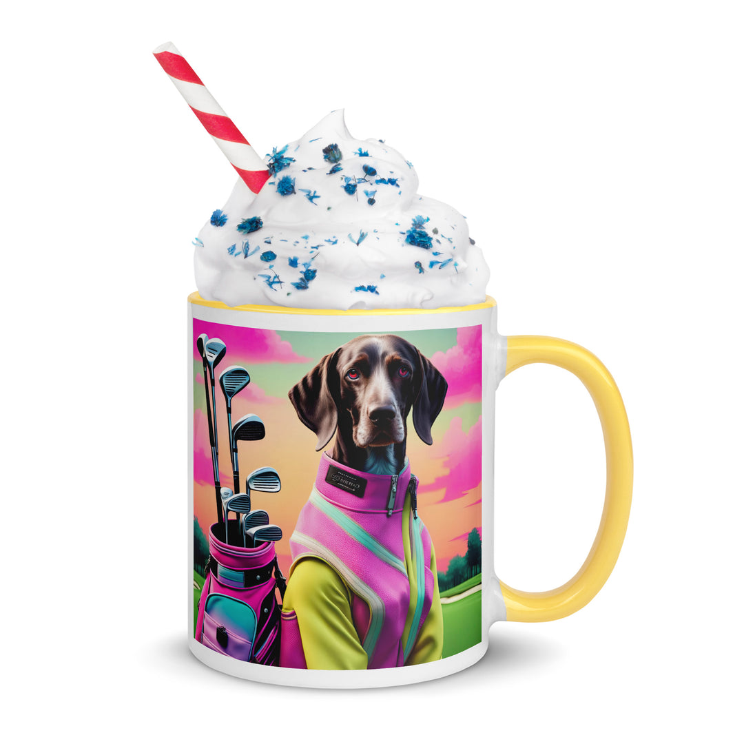 German Shorthaired Pointer Golfer- Mug with Color Inside v3