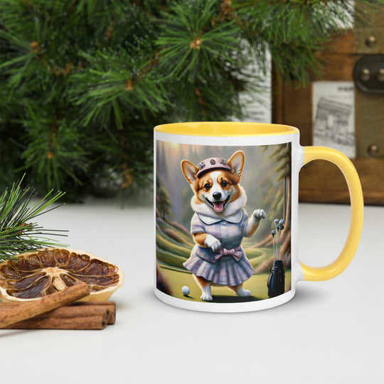 Pembroke Welsh Corgi Golfer- Mug with Color Inside v2