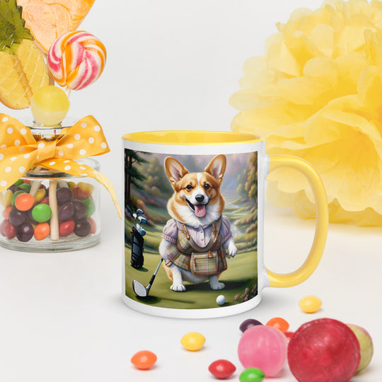 Pembroke Welsh Corgi Golfer- Mug with Color Inside v3