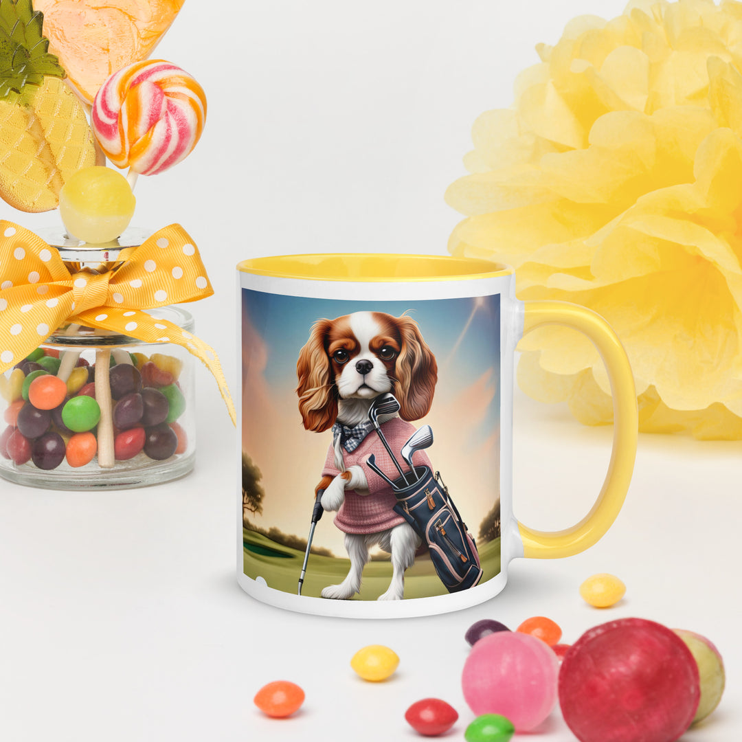 Cavalier King Charles Spaniel Golfer- Mug with Color Inside v2