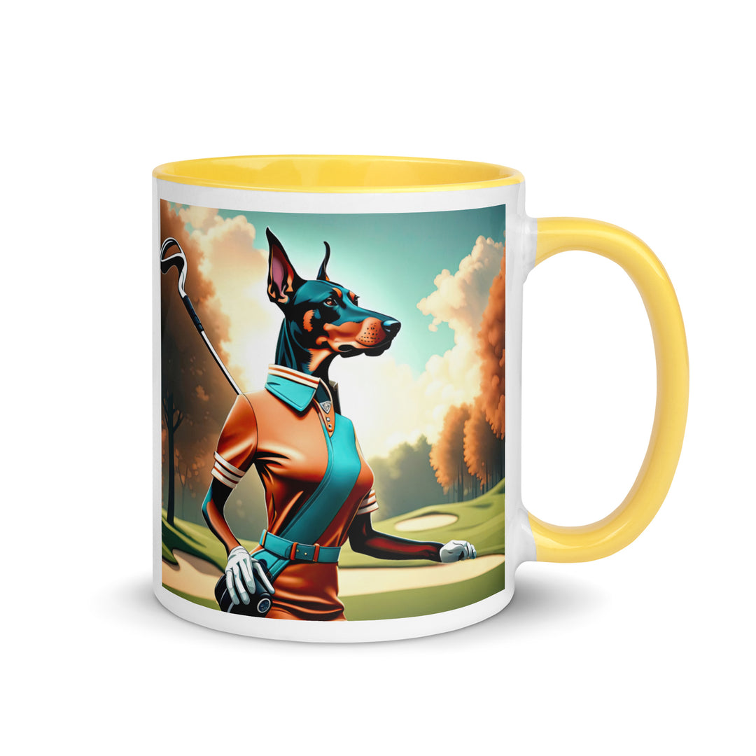 Doberman Pinscher Golfer- Mug with Color Inside