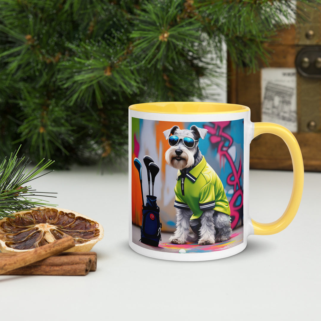 Miniature Schnauzer Golfer- Mug with Color Inside v3