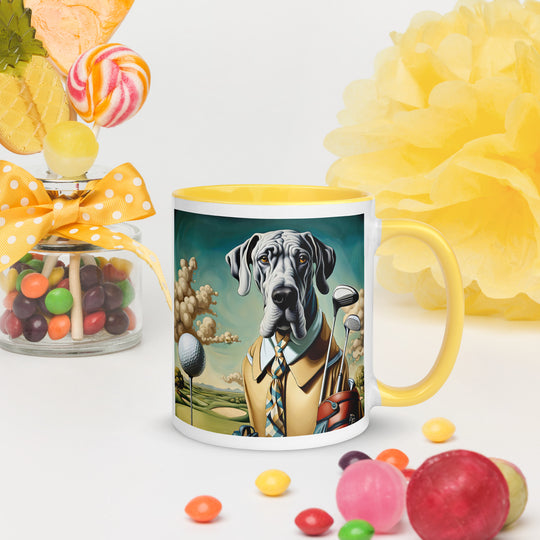 Great Dane Golfer- Mug with Color Inside v2