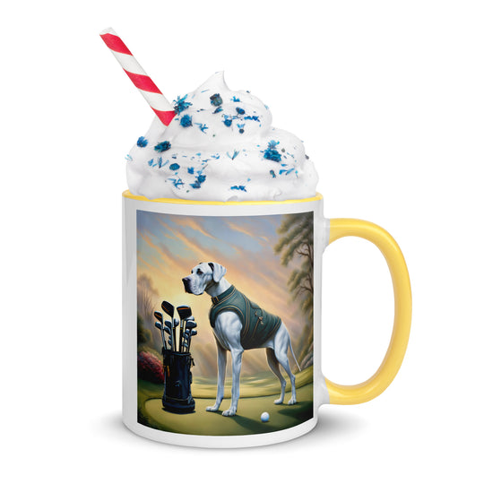 Great Dane Golfer- Mug with Color Inside v3