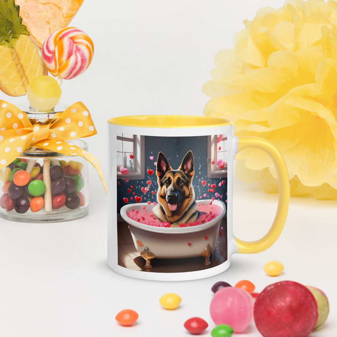 German Shepherd Romantic- Mug with Color Inside v3