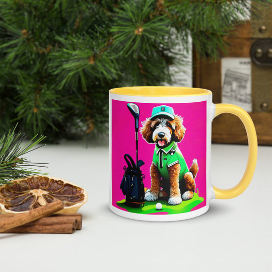 Bernedoodle Golfer- Mug with Color Inside v2