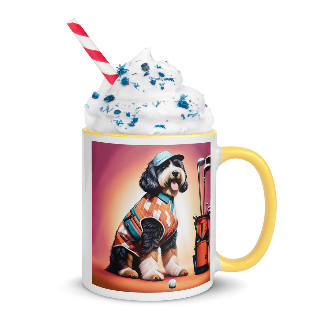 Bernedoodle Golfer- Mug with Color Inside v4