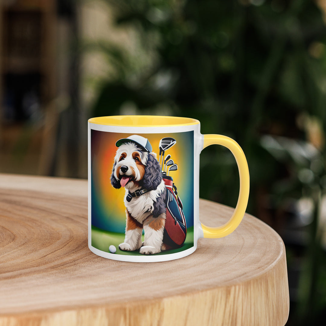 Bernedoodle Golfer- Mug with Color Inside v6