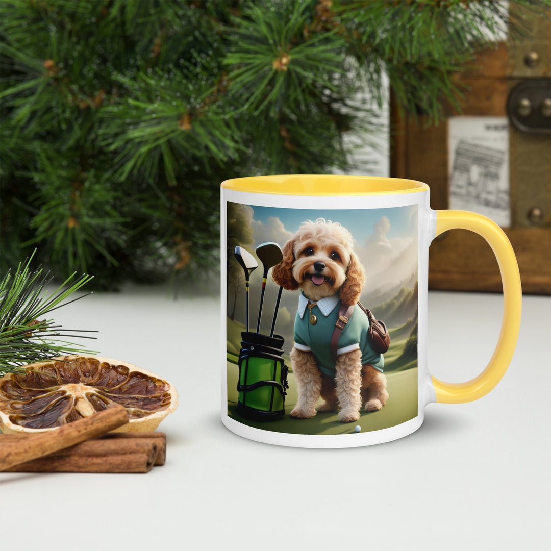 Cavapoo Golfer- Mug with Color Inside