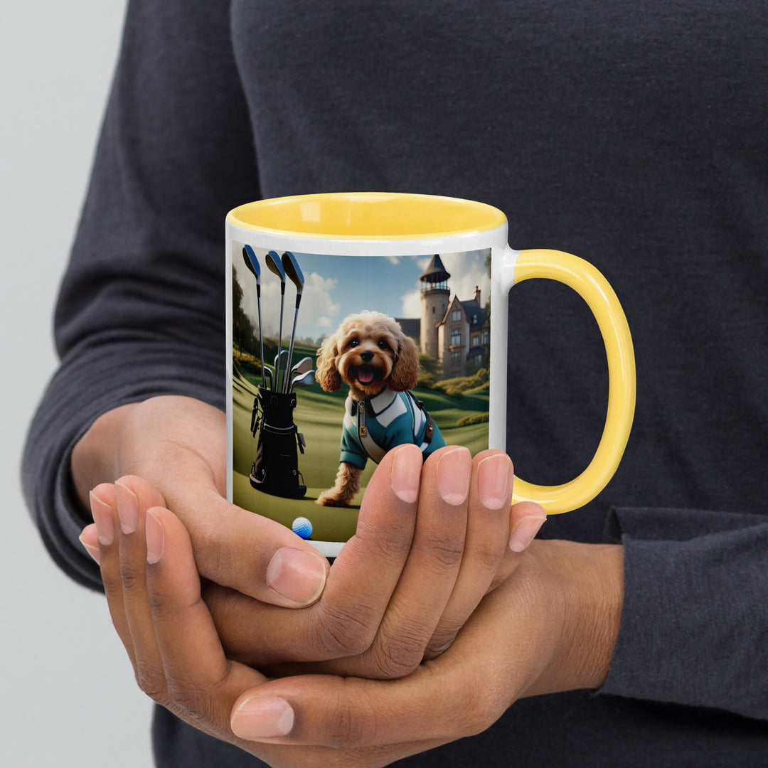 Cavapoo Golfer- Mug with Color Inside v6