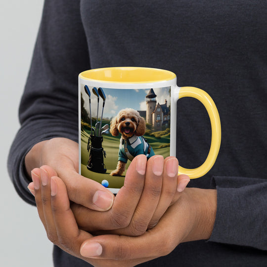 Cavapoo Golfer- Mug with Color Inside v6