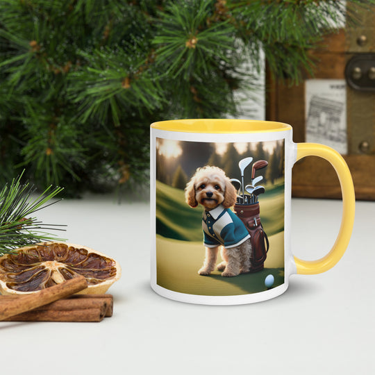 Cavapoo Golfer- Mug with Color Inside v8