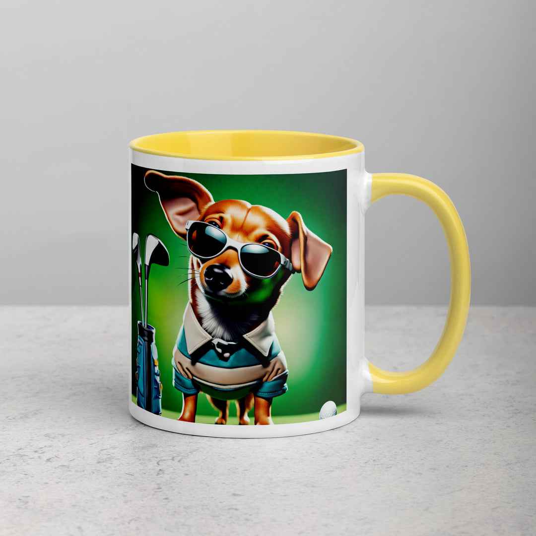 Chiweenie Golfer- Mug with Color Inside v6