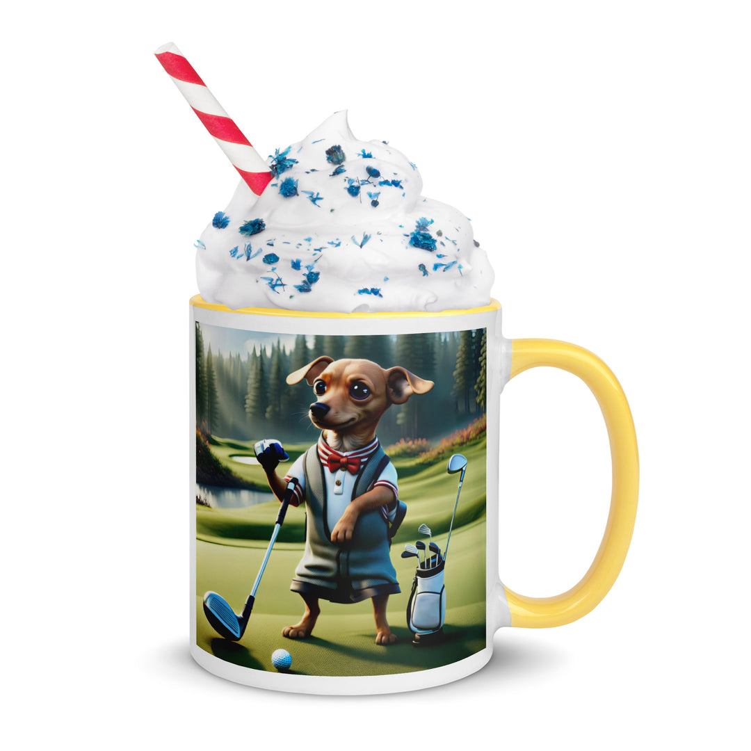 Chiweenie Golfer- Mug with Color Inside v3