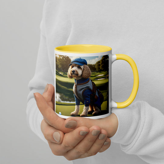 Cockapoo Golfer- Mug with Color Inside v9