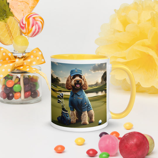 Cockapoo Golfer- Mug with Color Inside v6