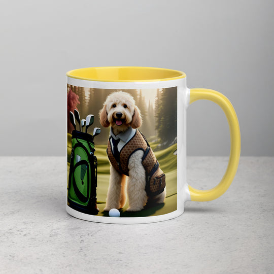 Goldendoodle Golfer- Mug with Color Inside v2