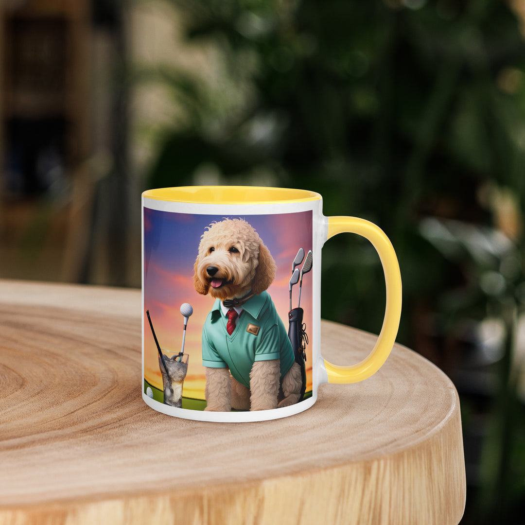 Goldendoodle Golfer- Mug with Color Inside v5