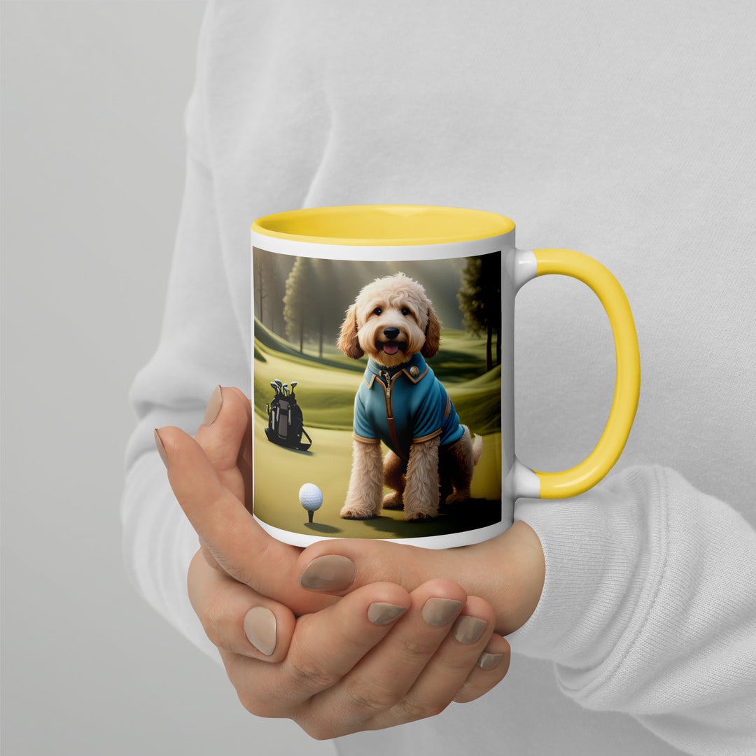 Goldendoodle Golfer- Mug with Color Inside v6