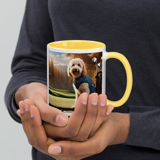 Goldendoodle Golfer- Mug with Color Inside v4