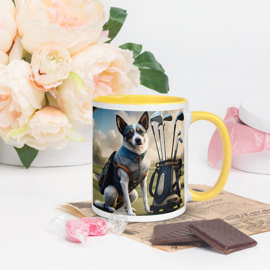 Texas Heeler Golfer- Mug with Color Inside v4