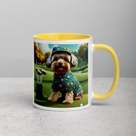 Yorkipoo Golfer- Mug with Color Inside v3