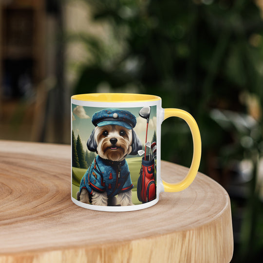 Yorkipoo Golfer- Mug with Color Inside v4