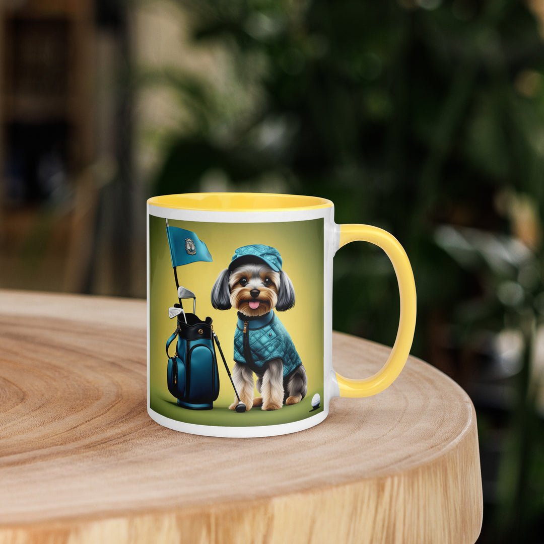 Yorkipoo Golfer- Mug with Color Inside v7