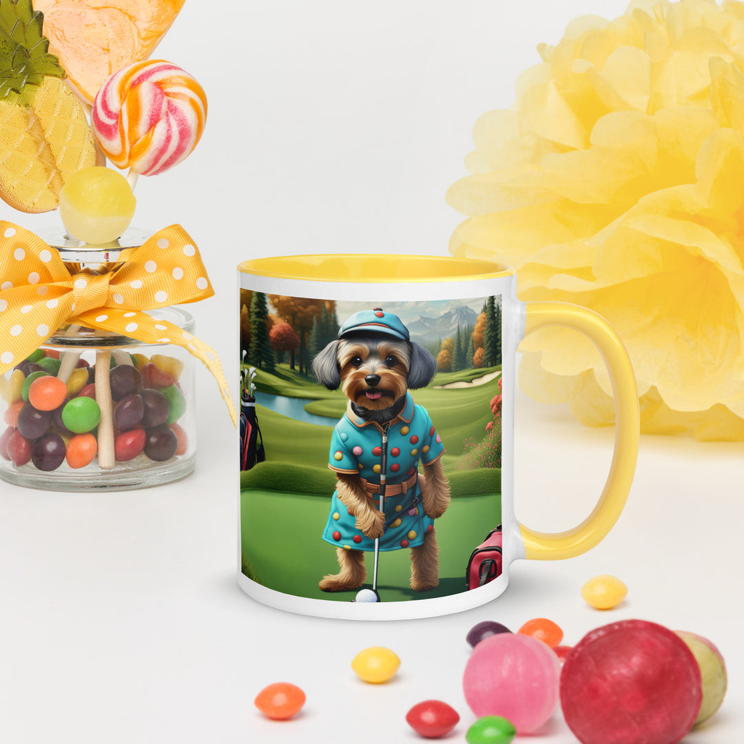 Yorkipoo Golfer- Mug with Color Inside v8