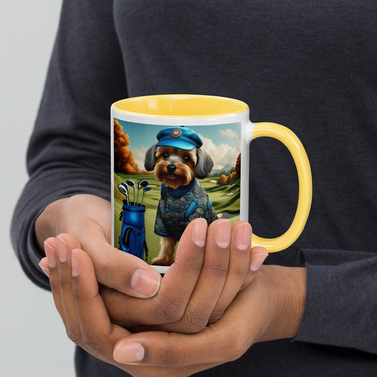 Yorkipoo Golfer- Mug with Color Inside v10